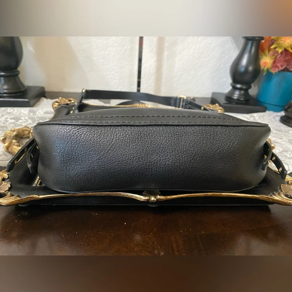 Michael Kors Black Leather Shoulder Bag with Gold Hardware
